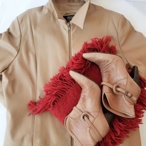 Wilson's Leather Zip Blazer Jacket XL Camel